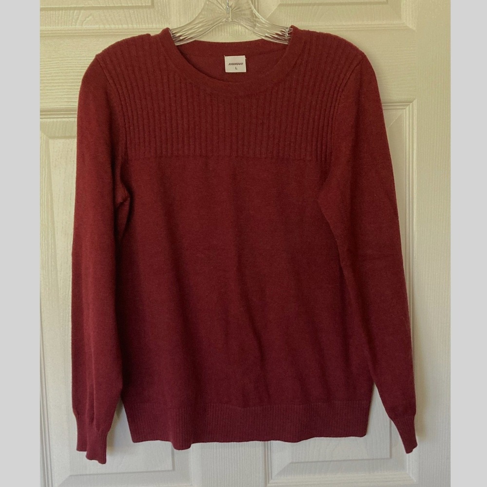 Burgundy Crew Neck LS Sweater Large  Business Casual Academia Preppy Capsule